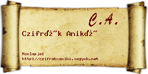 Czifrák Anikó névjegykártya